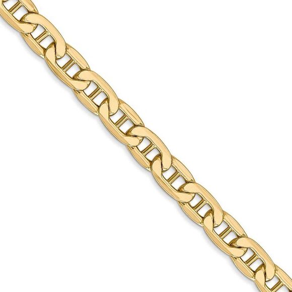 5.5mm, 14K Yellow Gold, Hollow Anchor Link Chain Necklace, 24 Inch - Picture 1 of 8